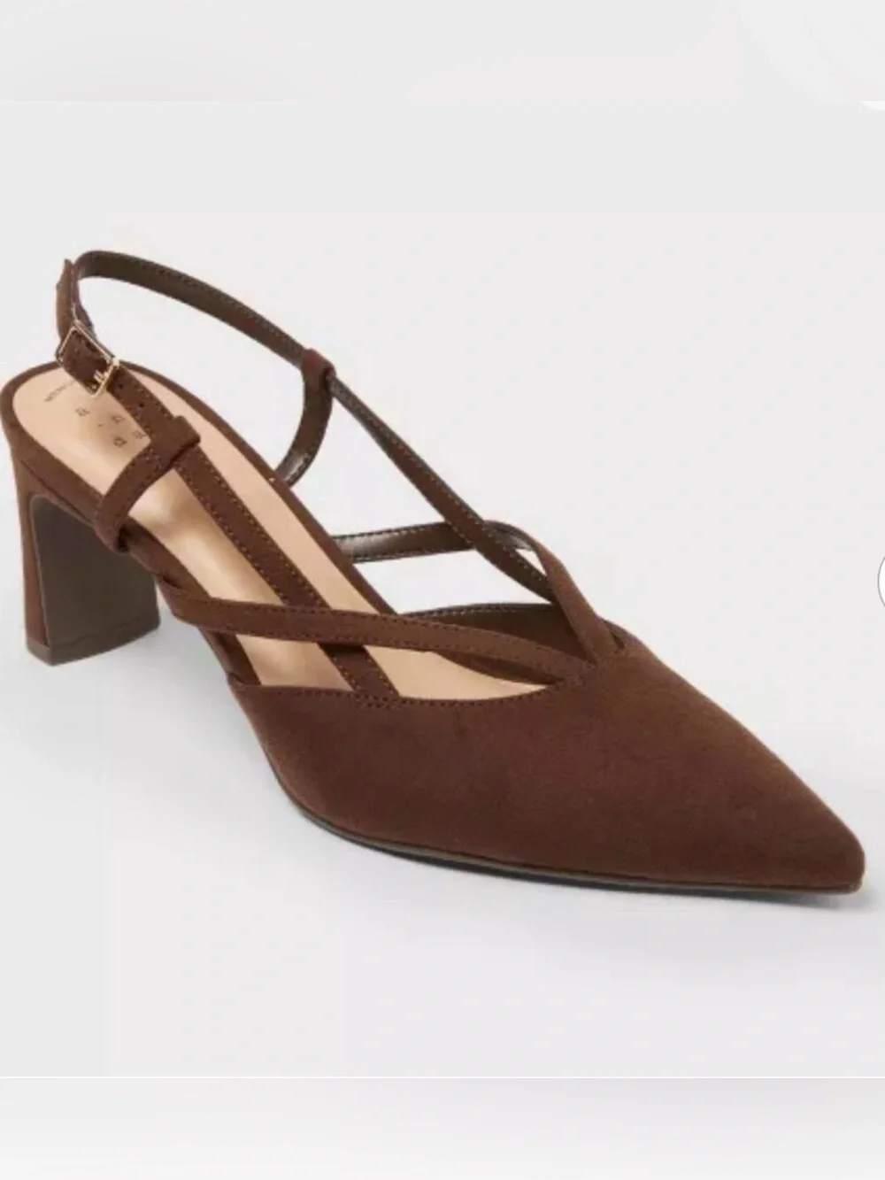 a new day Veera Brown Suede Pointed Slingback Heels 6.5 NWT